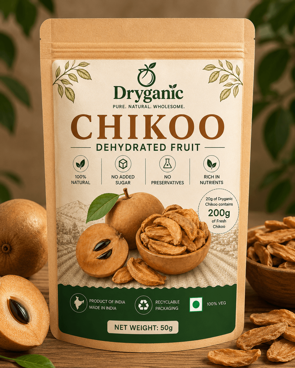 Premium Dehydrated Chikoo